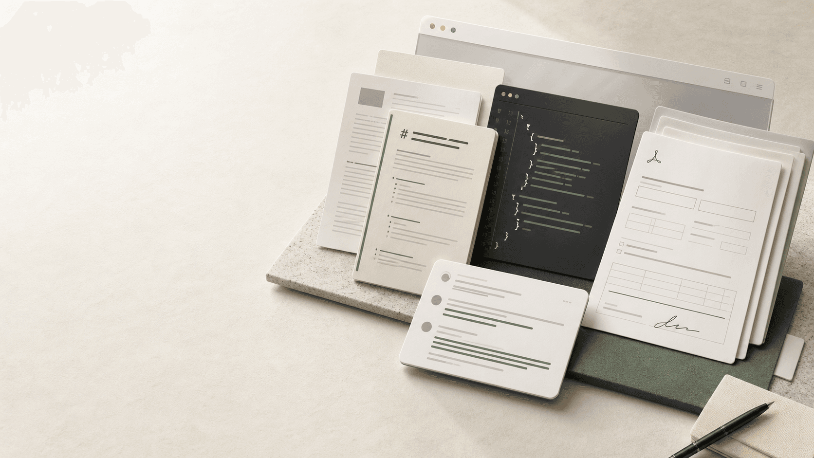 Layered document, JSON, PDF, and message artifacts representing CRZ Entertainment Chrome extensions